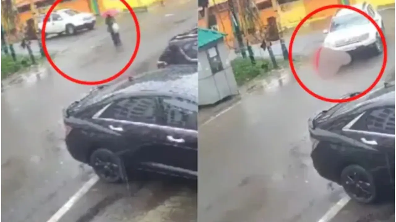 Disturbing video from Roorkee shows a white SUV running over a young woman who died on the spot.