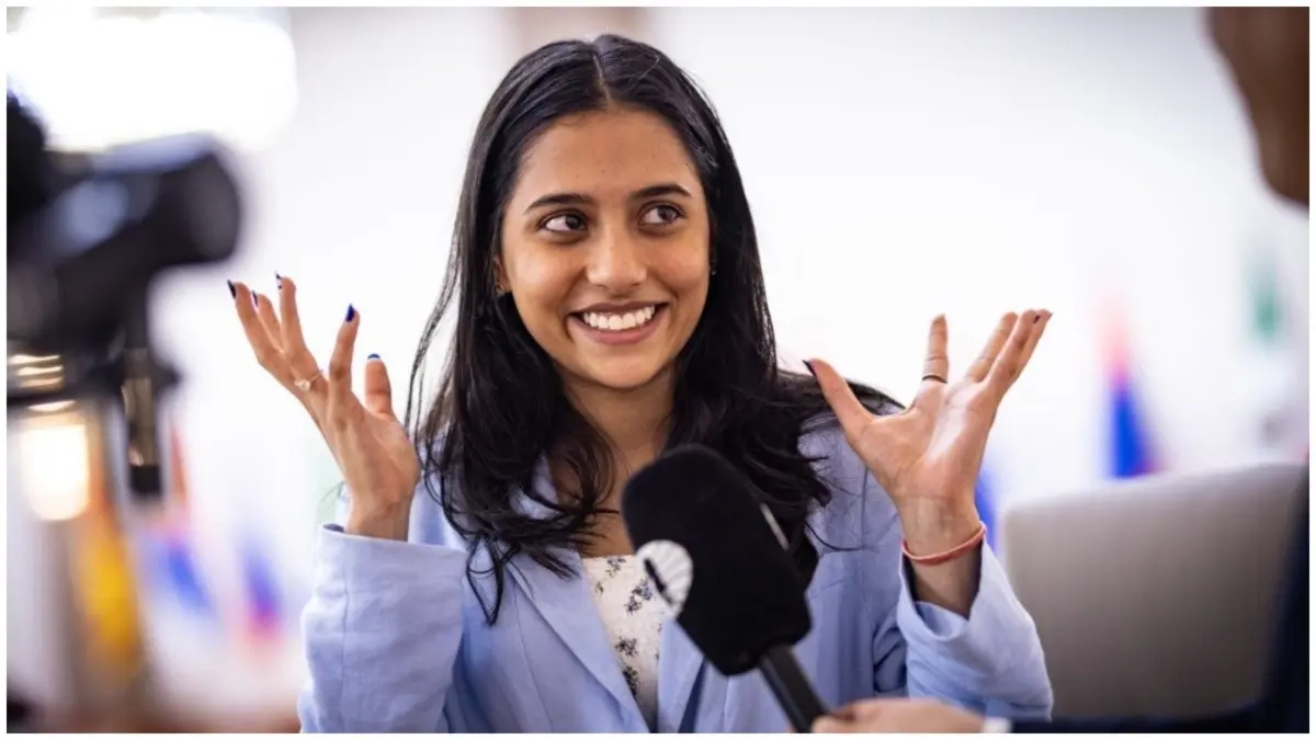 Divya Deshmukh in an interview after winning in the semi-final of the FIDE Women's World Cup 2025