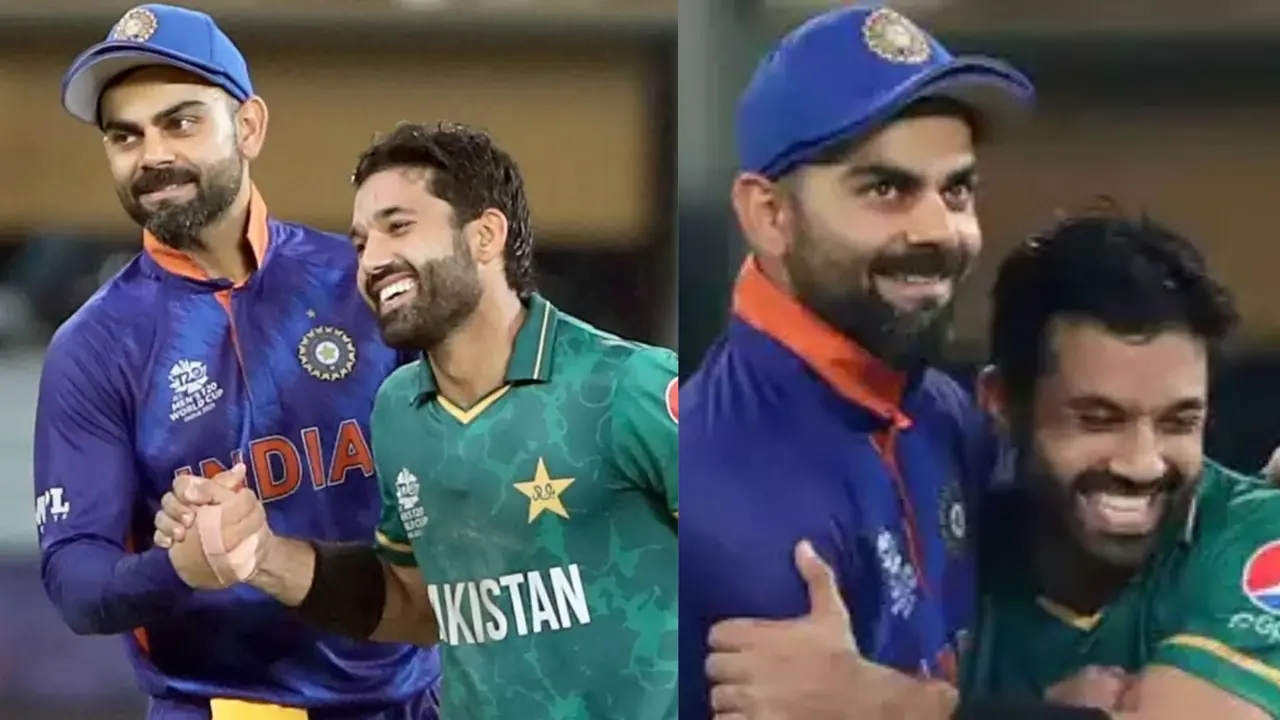 Don't hug Virat Kohli in champions Trophy Pakistani fans sent special request to Mohammed Rizwan