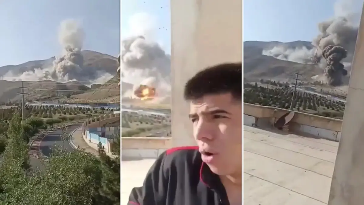 Dramatic footage captures the moment an Iranian missile strikes near the settlement of Elkana in West Bank