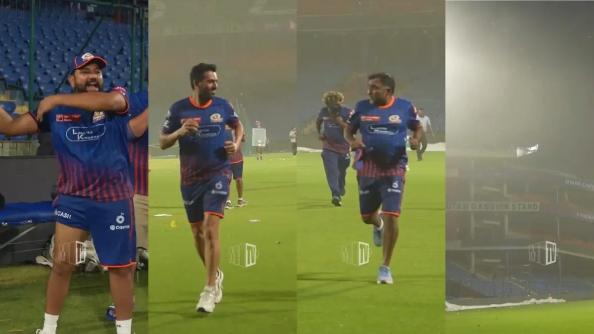 IPL 2025: Dust Storm Hits Mumbai Indians' Practice Session In Delhi, Rohit Sharma's Epic Reaction Goes Viral Dust storm hit Mumbai Indians' practice session in Delhi