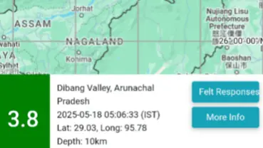 Earthquake in Arunachal Pradesh's Dibang Valley
