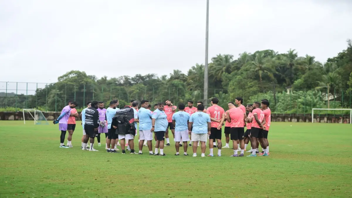 East Bengal players during a practice session