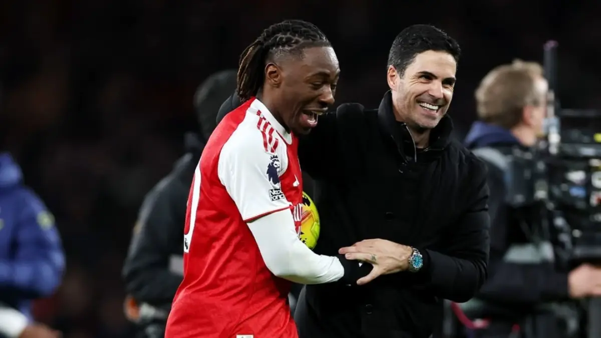 Eberechi Eze and Mikel Arteta