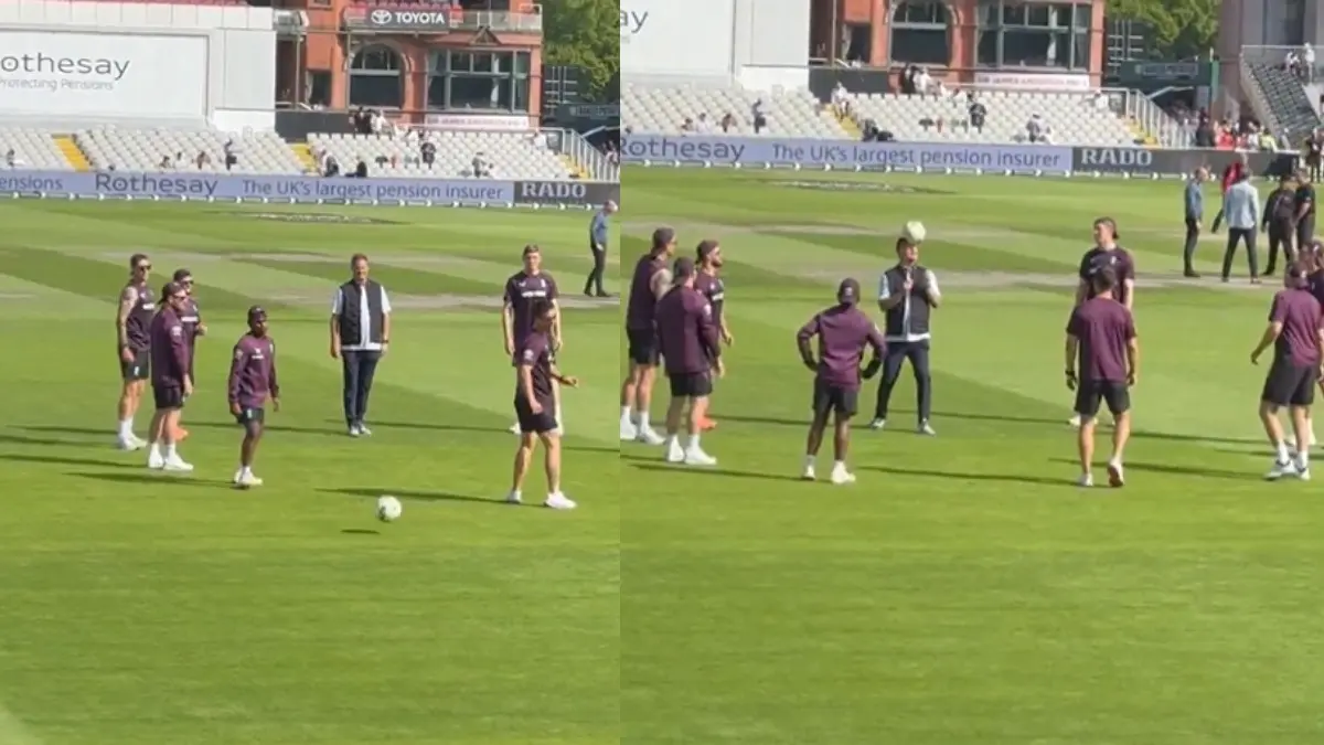 ECB Managing Director Rob Key Joins England Test Team In Football Warm-Up Drills Ahead Of Crucial Third Day Of Manchester Test | WATCH VIDEO ECB MD Rob Key plays football with English Test Team