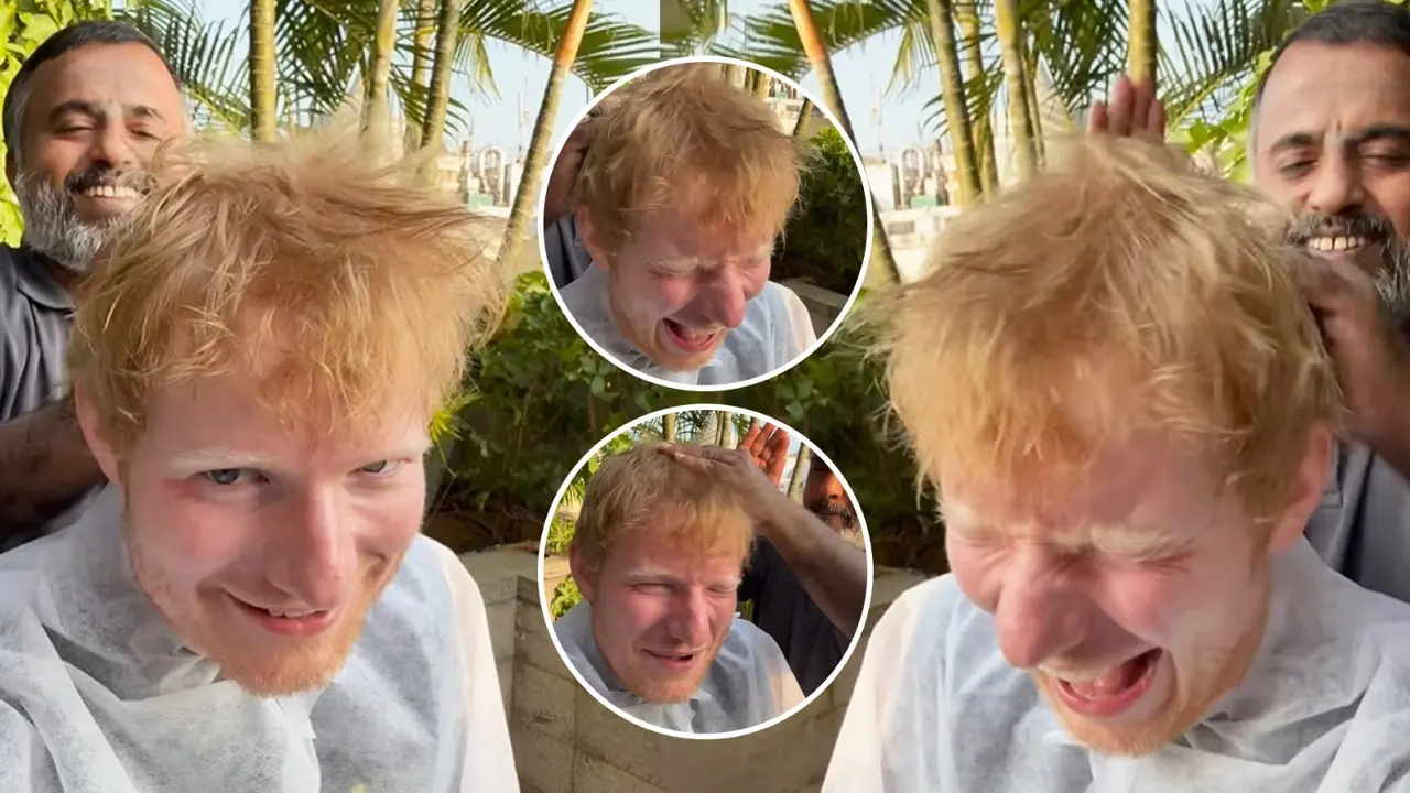 Ed Sheeran Enjoys Champi Session Ahead Of His Chennai Concert, Don't Miss Out Perfect Singer's Bewildered Expression | WATCH Ed Sheeran tries desi head massage in Chennai.