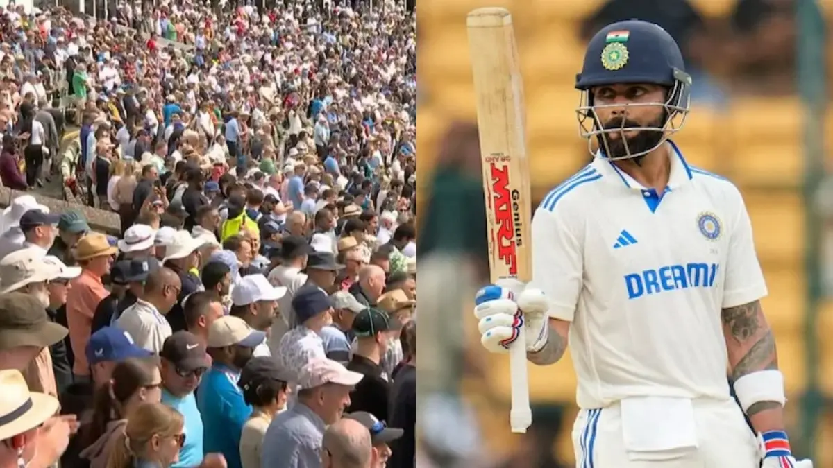 Edgbaston Crowd (L), Virat Kohli (R)