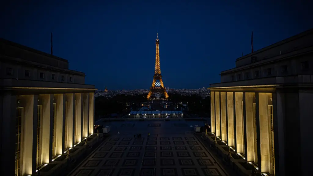 Eiffel Tower with the Olympics rings