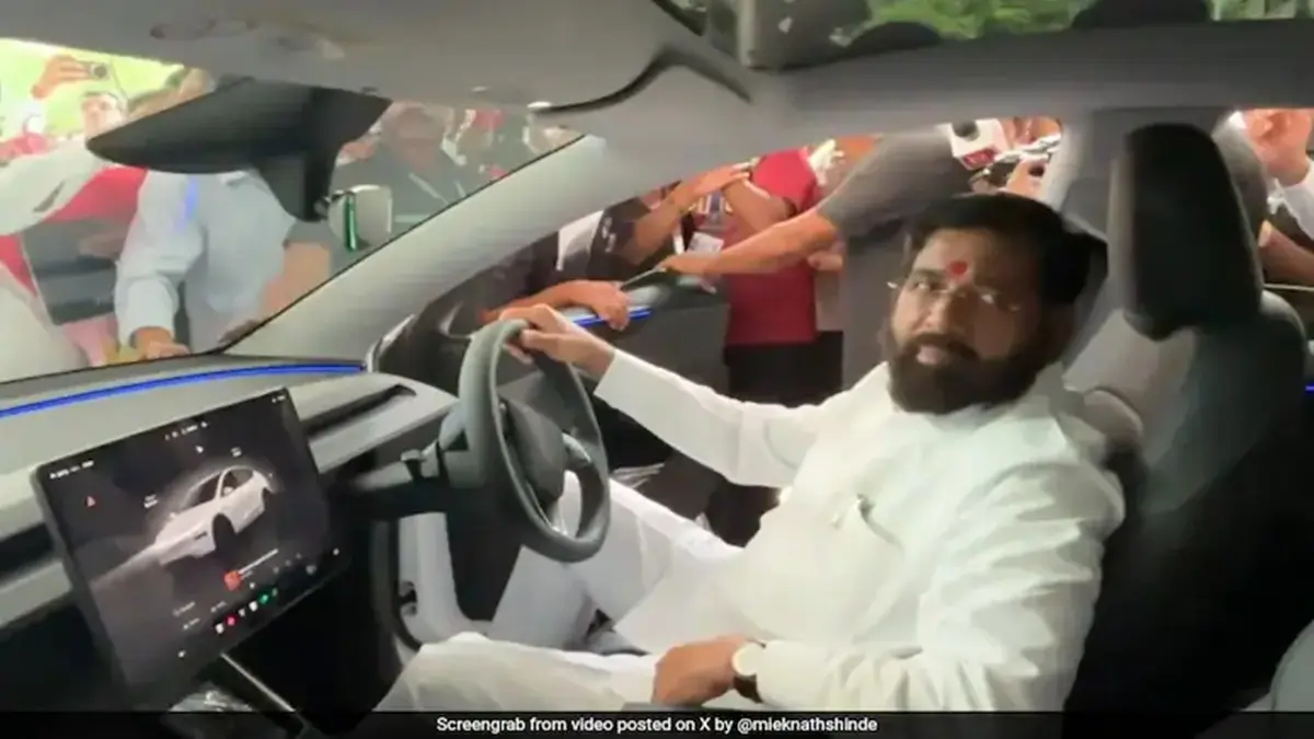 Eknath Shinde Tesla Drive