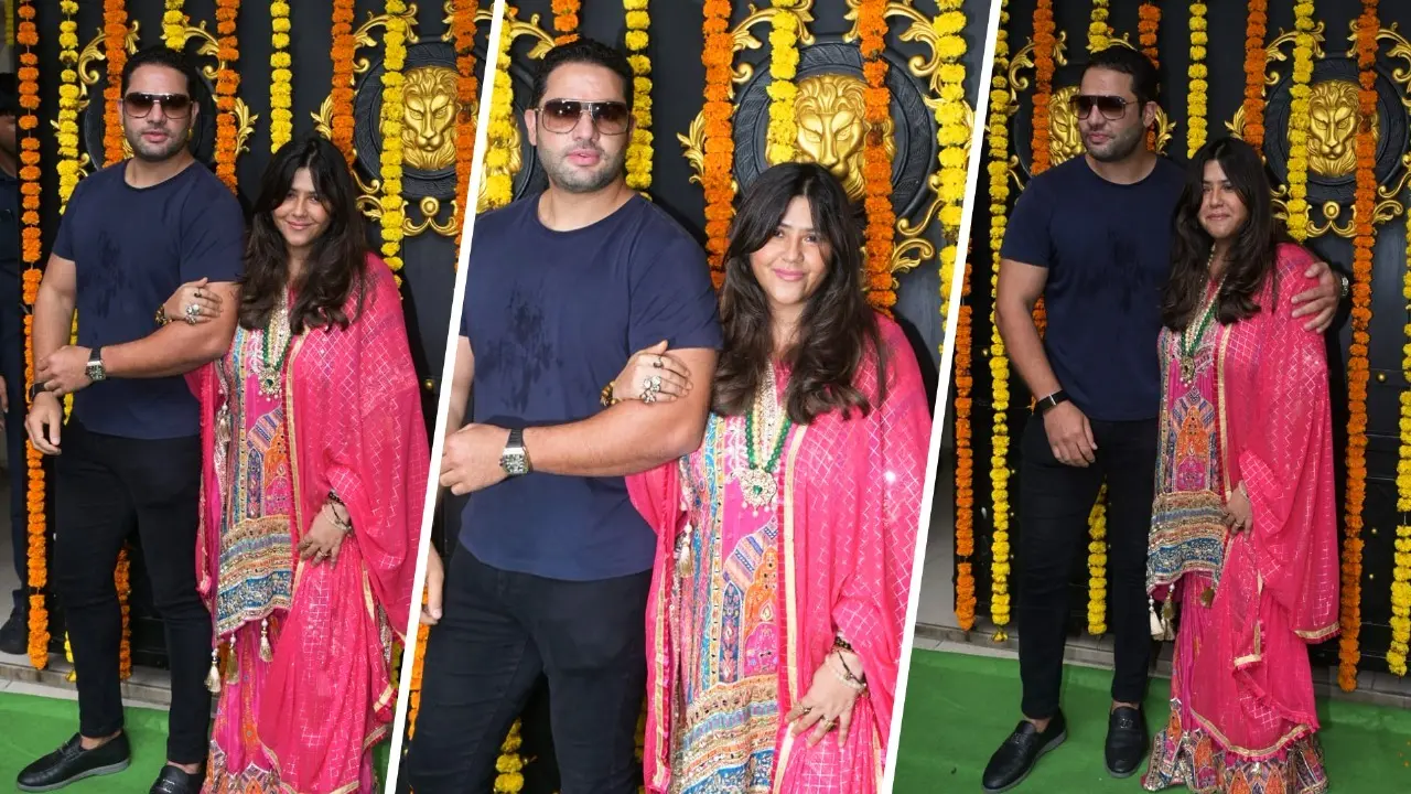 Ekta Kapoor snapped arm-in-arm with a mystery man at her residence