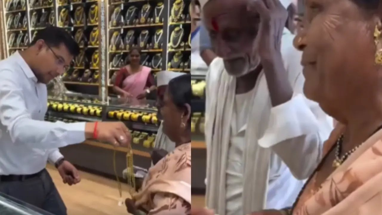 Elderly Man’s Wish To Gift Wife A Mangalsutra And Role of A Jeweller Melt Internet | Video Elderly man bought 'mangalsutra' for wife.