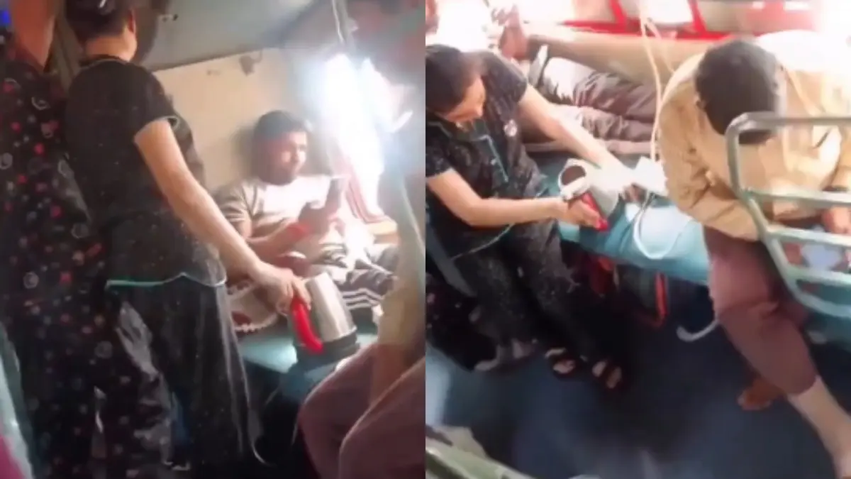 Tea Craving Gets Risky: Passenger Uses Electric Kettle Inside Railway Coach, Sparks Off Safety Concerns | Watch Tea Craving Gets Risky: Passenger Uses Electric Kettle Inside Railway Coach, Sparks Off Safety Concerns | Watch