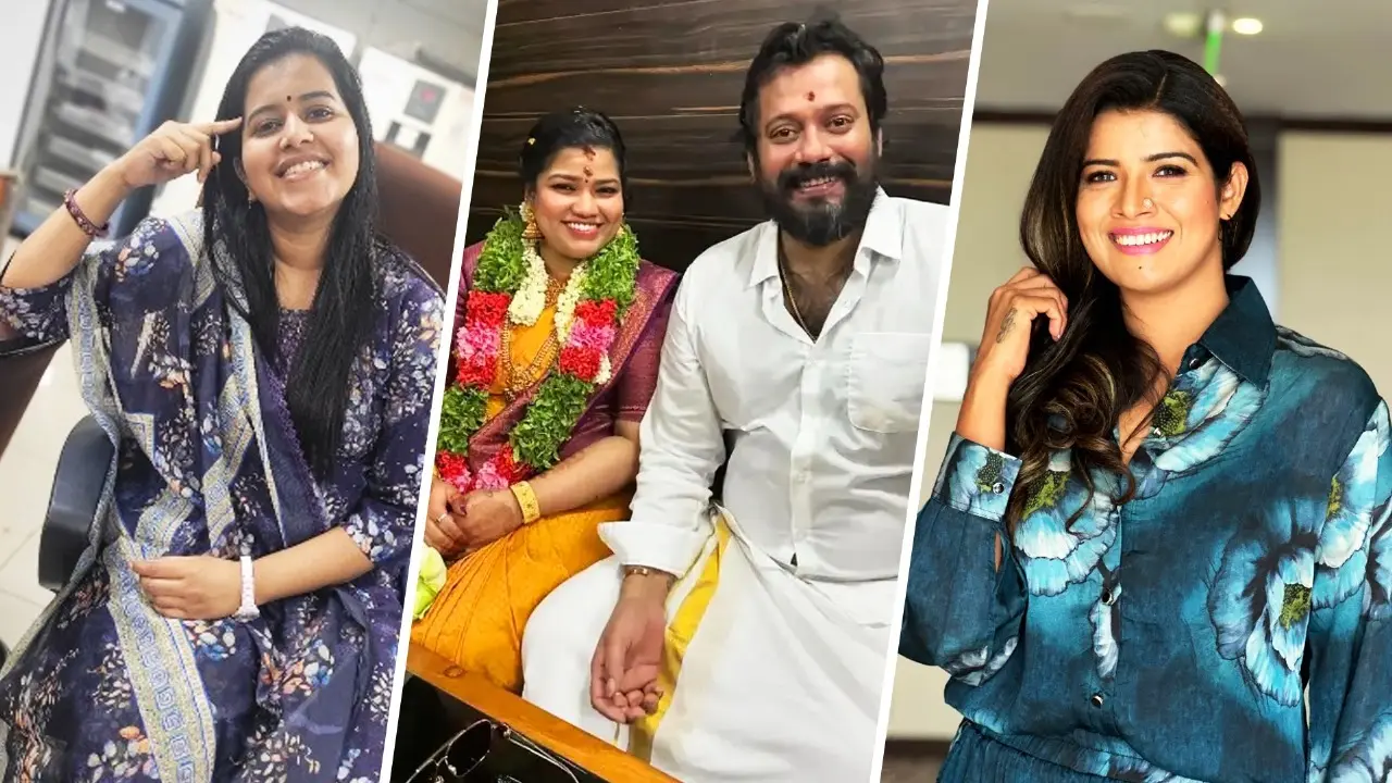 Actor Bala's Ex-wives Amrutha Suressh, Elizabeth Share Cryptic Posts After Former's Fourth Wedding Elizabeth (L), Bala (C), Amrutha (R)