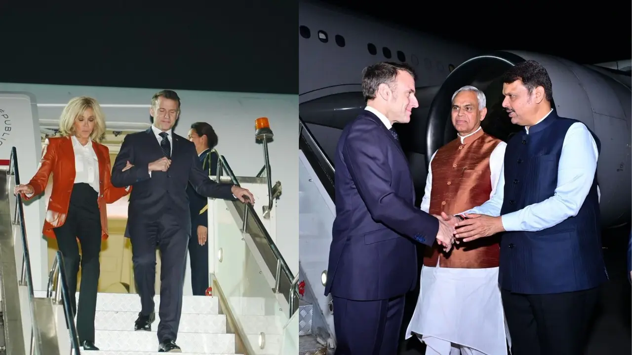 पत्नी संग मुंबई पहुंचे फ्रांसीसी राष्ट्रपति इमैनुएल मैक्रों, एयरपोर्ट पर हुआ स्वागत, PM मोदी के साथ आज करेंगे द्विपक्षीय वार्ता Emmanuel Macron India Visit