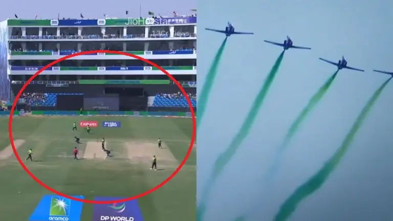 Empty stands and air show in Karachi