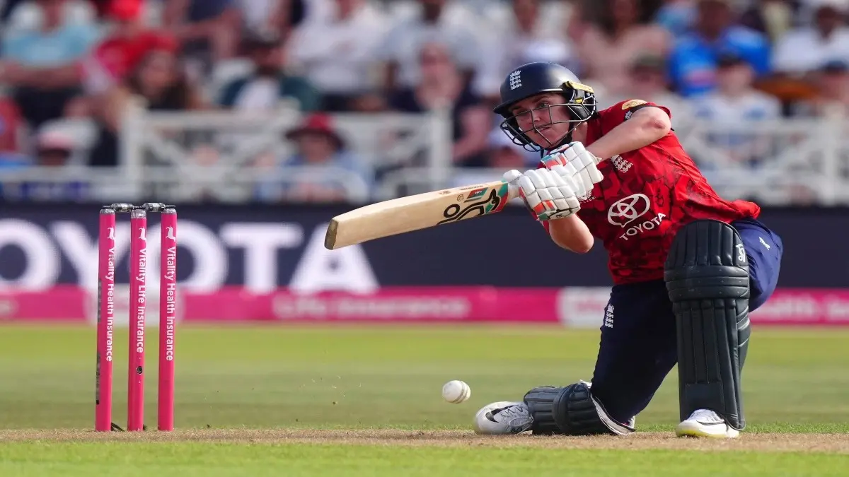 England captain Nat Sciver-Brunt is in action