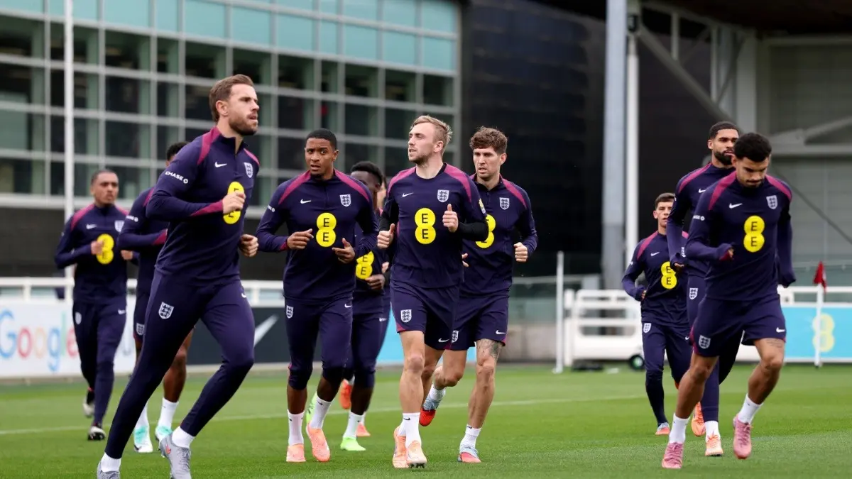 England players during training ahead of match against Wales
