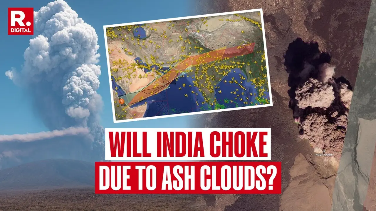 Ethiopia Volcano Ash Cloud Heads Towards Himalayas: High AQI, Ashfall, Rising SO₂ Levels - Know Its Impact on India Ethiopia Volcano Ash Cloud Heads Towards Himalayas: High AQI, Ashfall, Rising SO₂ Levels - Know Its Impact on India