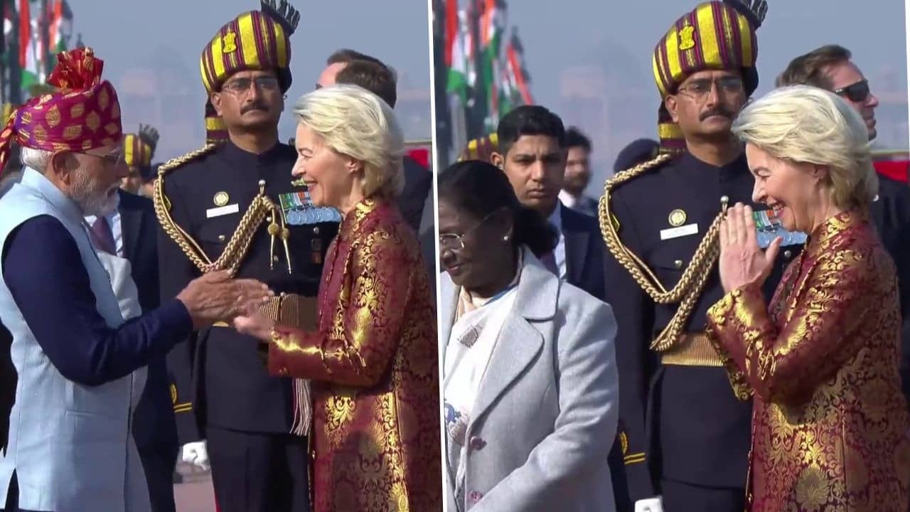 EU Commission Chief Ursula von der Leyen Honours Indian Textiles, Dons Banarasi Brocade Bandhgala At Republic Day Celebrations