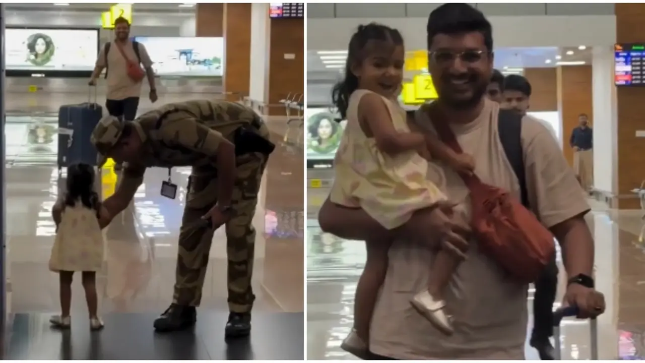 Excited Kid Breaks Protocols To Hug Dad At Airport | CISF Jawan's Reaction Wins Hearts