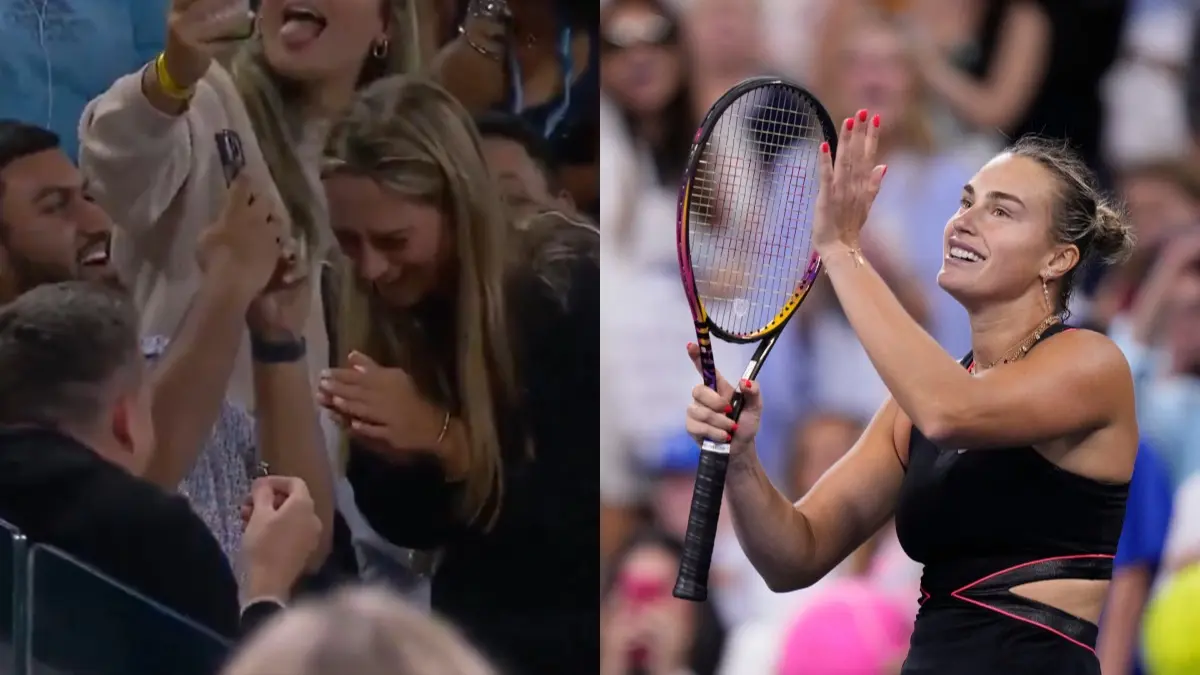 US Open 2025: Love Serves An Ace As Fan Pops The Question In the Stands Midway Through Aryna Sabalenka’s Match Fan proposes in the stands during Aryna Sabalenka's Match