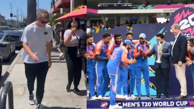Rohit Sharma's Iconic World Cup Winning Celebration Recreated By A Fan In Los Angeles | WATCH VIDEO Fan recreates Rohit Sharma's iconic walk
