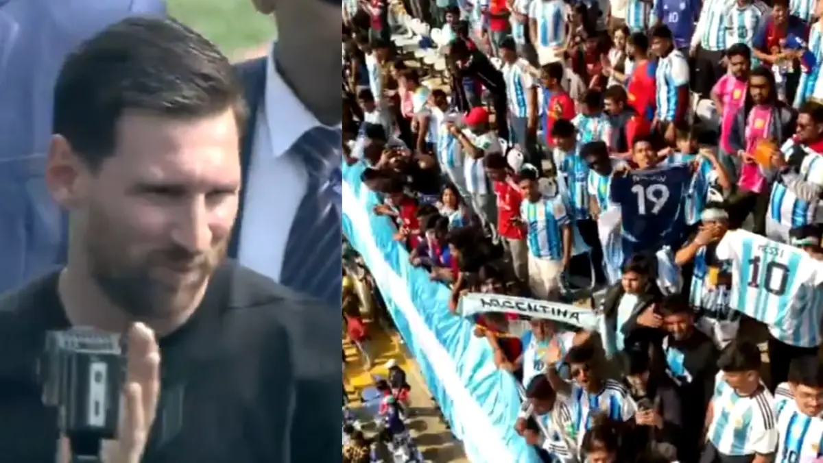 Fans cheer for Messi In Salt Lake Stadium