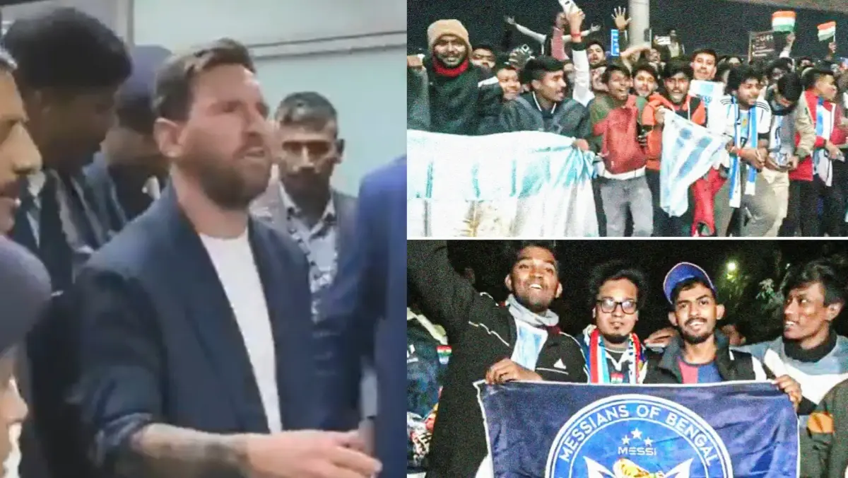 Fans welcome Messi in Kolkata