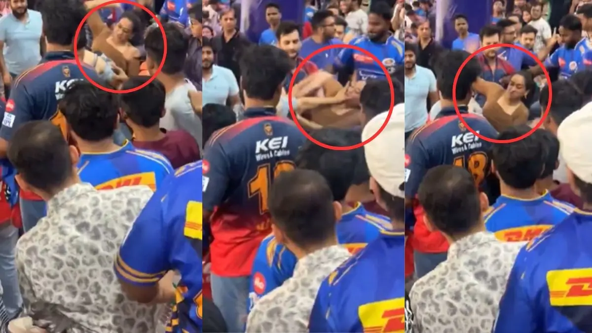 Female fan involve in massive fight in Delhi Arun Jaitley stadium during DC vs MI Match video