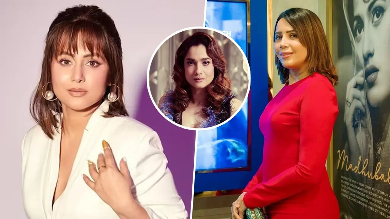Ankita Lokhande Calls Rozyln Khan 'Cheap' For Accusing Hina Khan Of Using Cancer For 'Publicity' File photo of Hina Khan (l), Ankita Lokhande (m) and Rozlyn Khan (r)