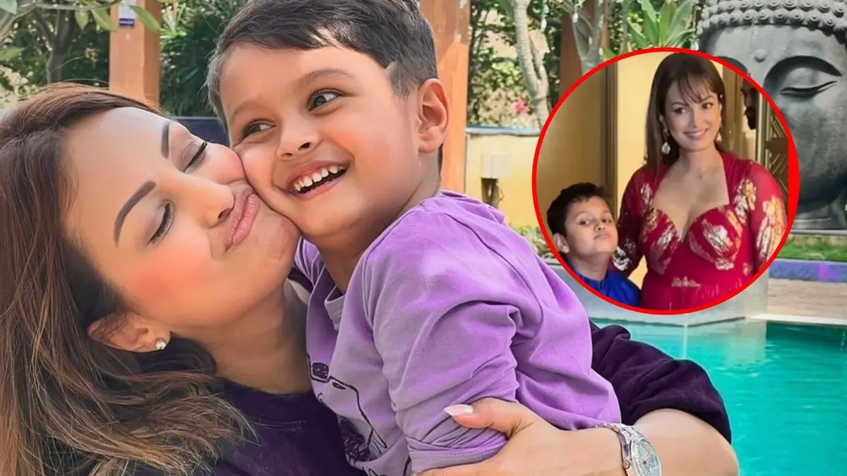 File photo of Nisha Rawal with her son Kavish