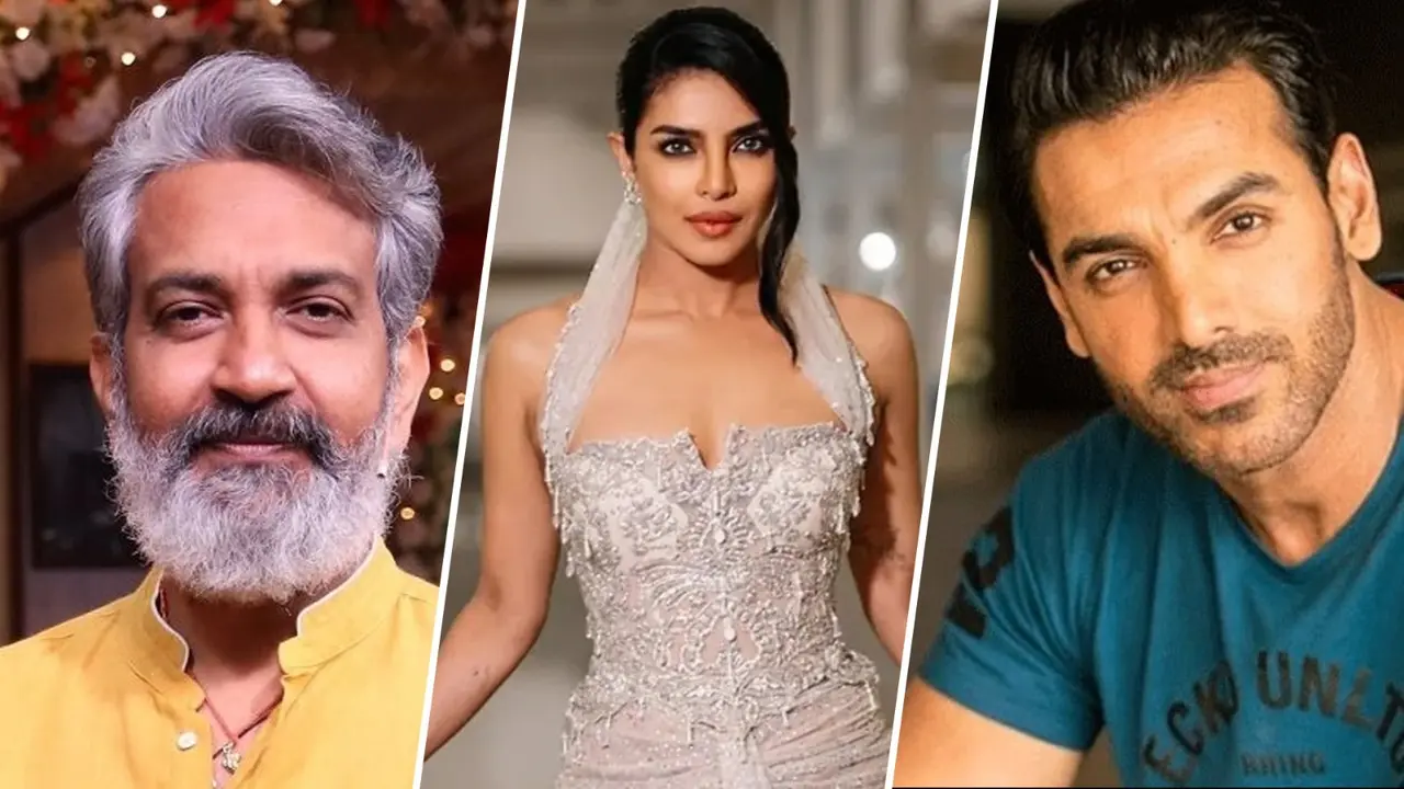 John Abraham-Priyanka Chopra To Reunite After Dostana For SS Rajamouli's SSMB29: Report File photo of Rajamouli, Priyanka Chopra and John Abraham