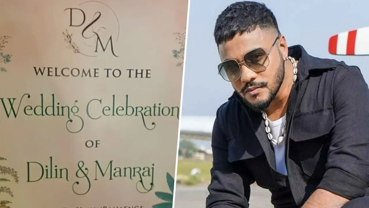 File photo of wedding invite board and Raftaar