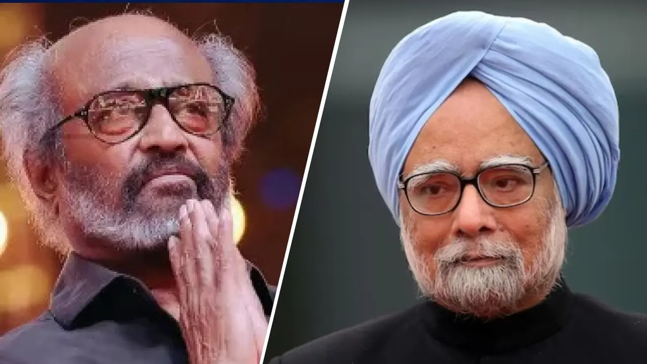 File photo Rajinikanth and Dr Manmohan Singh