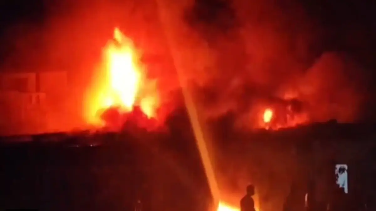 Fire Rages Through Pramod Tent House In Chhattisgarh's Kunkuri