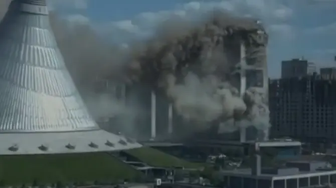 Massive Fire Rips Through 26-Storey High Rise Building in Kazakhstan's Astana, No Casualty Reported Fire in 26-storey skyscraper in Kazakhstan's Astana