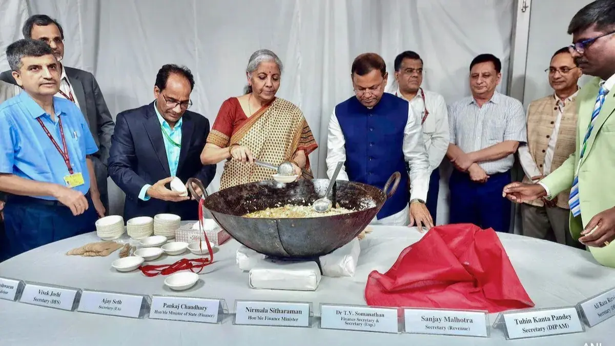 FM Sitharaman Participates In Traditional 'Halwa' Ceremony Ahead Of Budget 2025-26