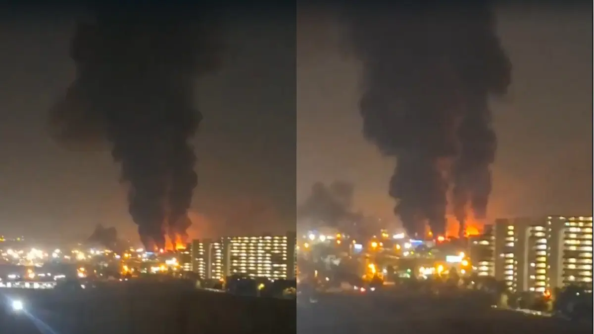 Footage shows a huge explosion at an airbase in Tehran's Mehrabad Airport
