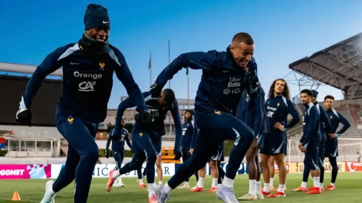 France National Football Team players during practice session