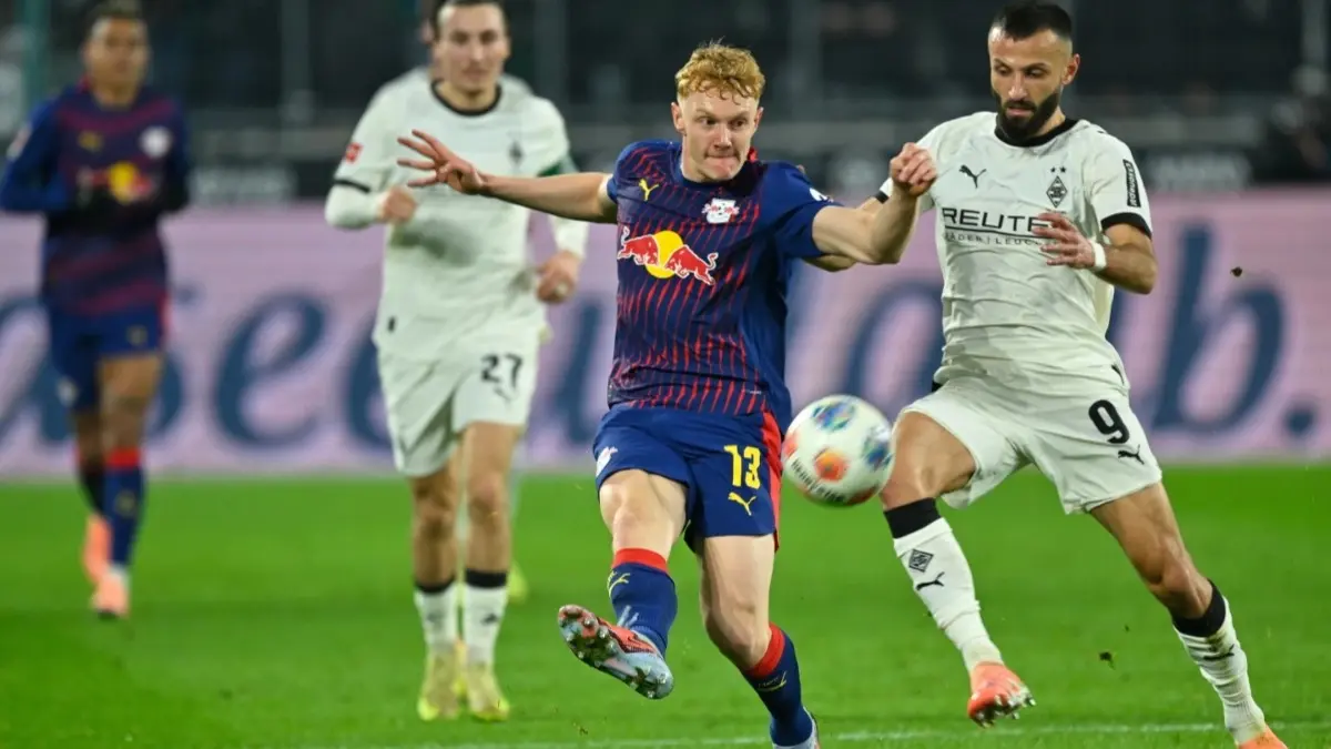 Gladbach Frustrated After Victory Denied Against Leipzig Franck Honorat in action