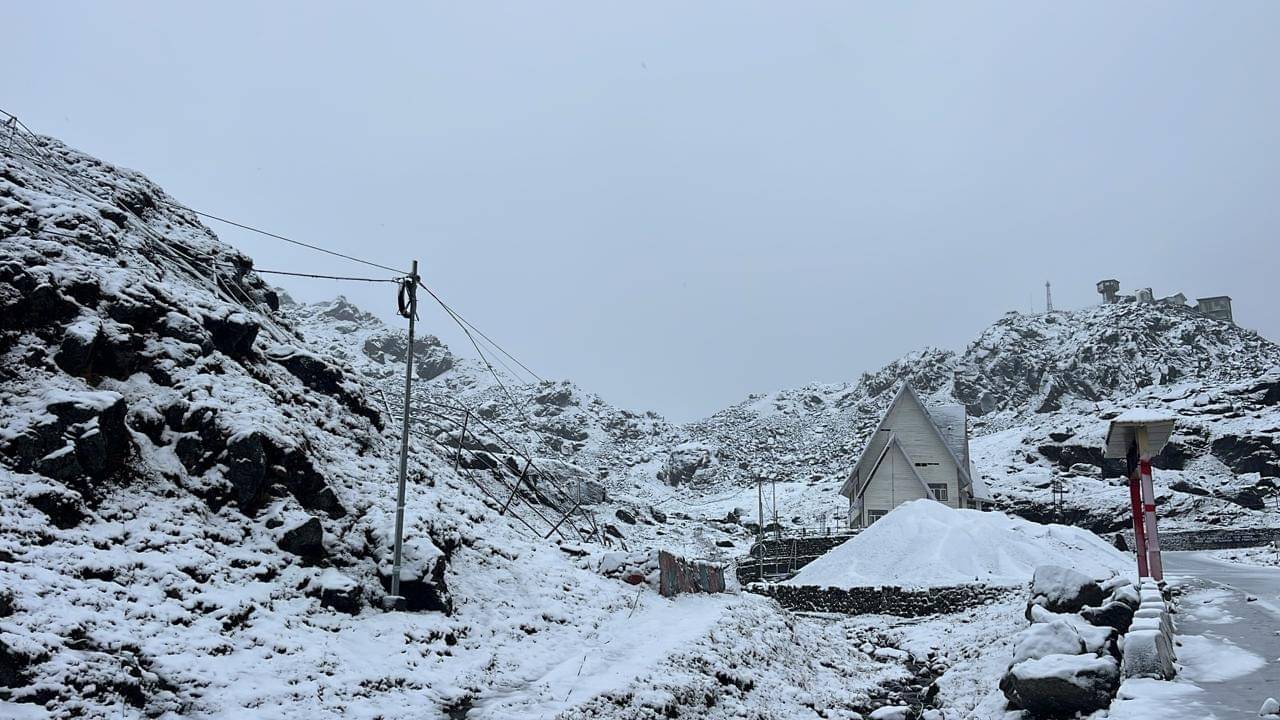Fresh snowfall blanketed the higher reaches of the India-China border, including the Nathula Pass area, on Friday, bringing temperatures down sharply across Sikkim. 