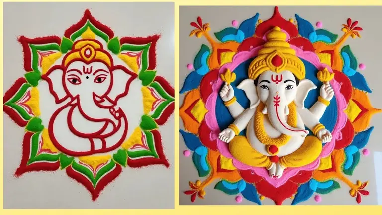 Ganesh Chaturthi 2025 Rangoli Design Photo: गणेश चतुर्थी के दिन बप्पा के स्वागत में बनाएं ये लेटेस्ट रंगोली डिजाइन,घर में होगा सुख-समृद्धि का आगमन Ganesh Chaturthi 2025 Rangoli Design Photo