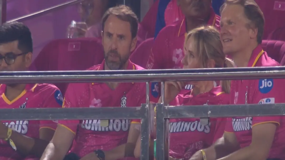 IPL 2025: Former England Manager Gareth Southgate In Attendance To Watch RR vs MI Game In Jaipur Gareth Southgate at the Sawai Mansingh Stadium