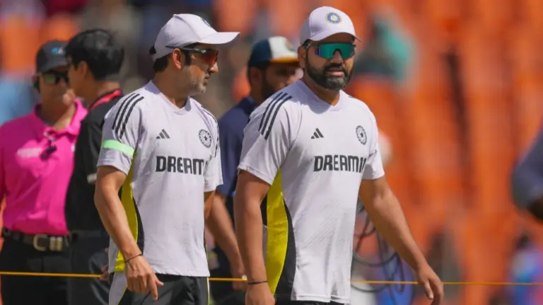 Gautam Gambhir and Rohit Sharma during Champions Trophy 2025