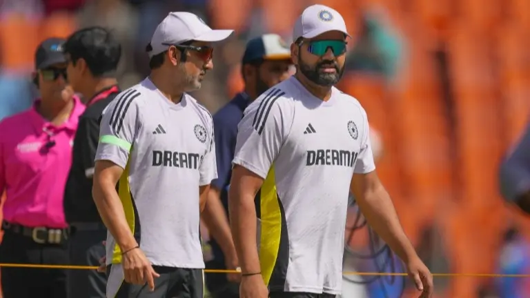 Gautam Gambhir and Rohit Sharma during IND vs PAK Champions Trophy 2025 series