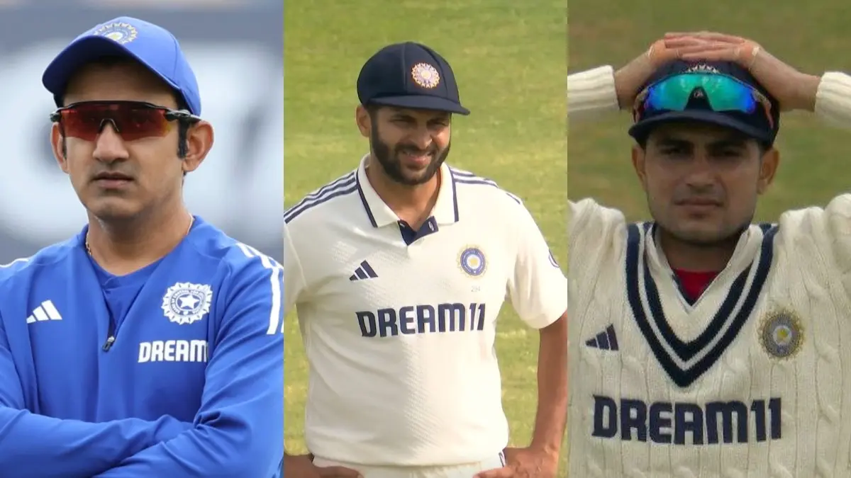 Gautam Gambhir (L), Shardul Thakur (C), Shubman Gill (R)