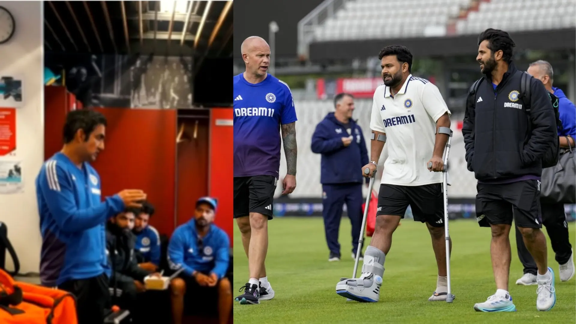 Gautam Gambhir praises rishabh pant for his warrior like attitute in manchester test video viral 