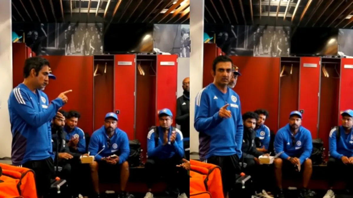 Gautam Gambhir speaks to the Indian team after a draw in Manchester