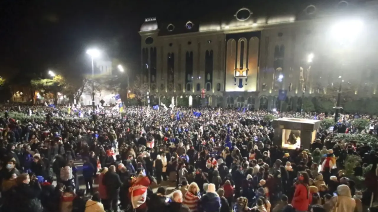 Georgia Protests: Demonstrators Clash with Police for Second Straight Day After Govt Suspends EU Bid Georgia Protests