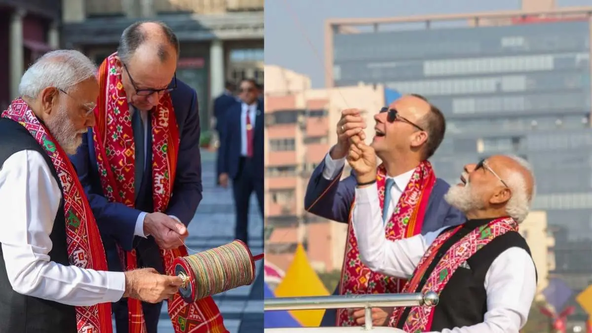 German Chancellor In India: PM Modi, Friedrich Merz Fly Kites Together At Sabarmati Ashram German Chancellor In India: PM Modi, Friedrich Merz Fly Kites Together At Sabarmati Ashram